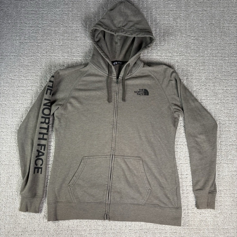 The North Face Womens Hooded Sweatshirt Full Zip Olive Green Size Large